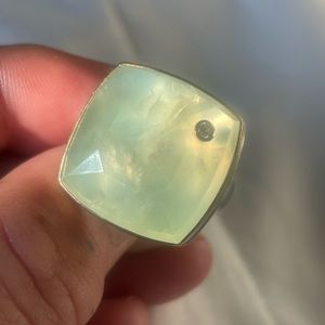 Jamie Joseph Prehnite and Diamond ring. Silver and Gold. Worn twice. Like new.